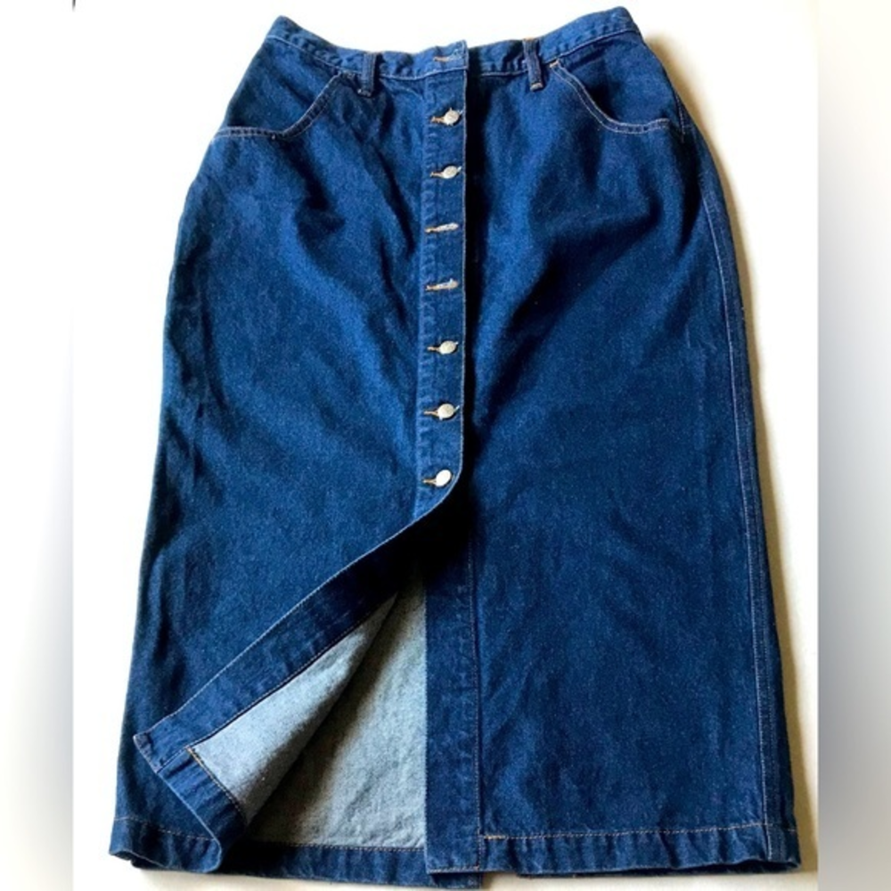 Judy’s Fashion Button Midi Jean Skirt Size 11